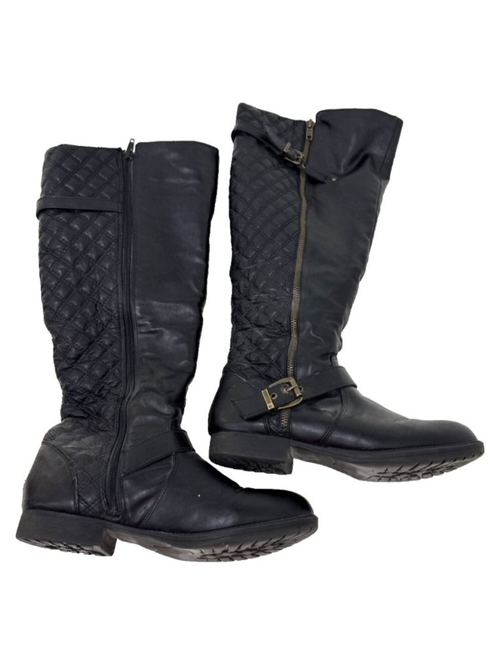 Steve Madden Willits Womens Leather Upper Tall Black Full Zipper Boots Size 10M